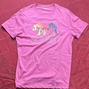 Old Navy Soft Washed Cotton California Bear Graphic Pink Men's T-Shirt M